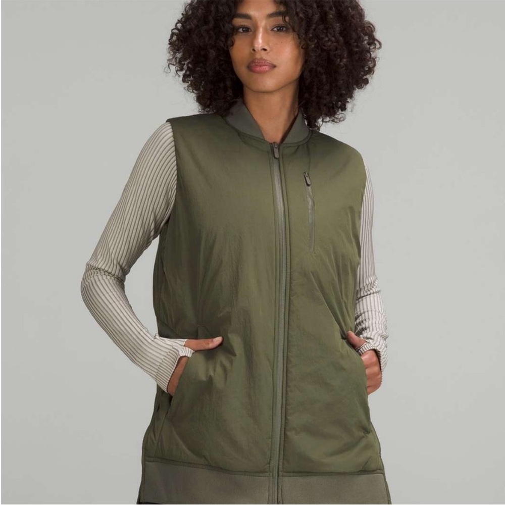 lululemon athletica Olive Women's Bomber Vest Sz 8 EUC Workout Jacket